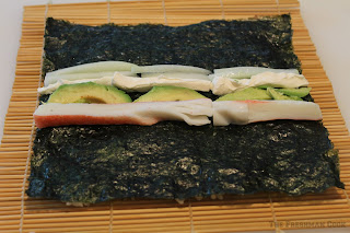 A version of the California roll and the ingredients. 