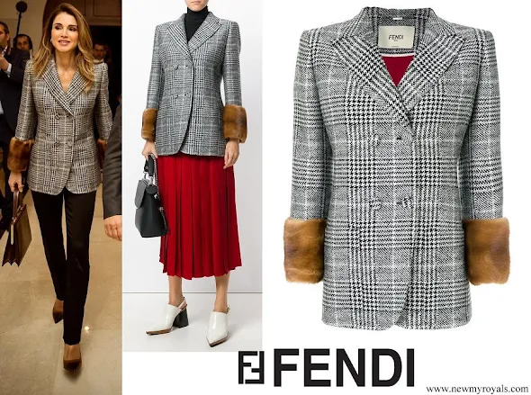 Queen Rania wore Fendi Glen plaid jacket
