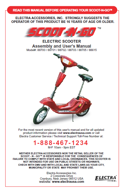 The Warriors: Wiring diagram for Electra Inc. electric scooters