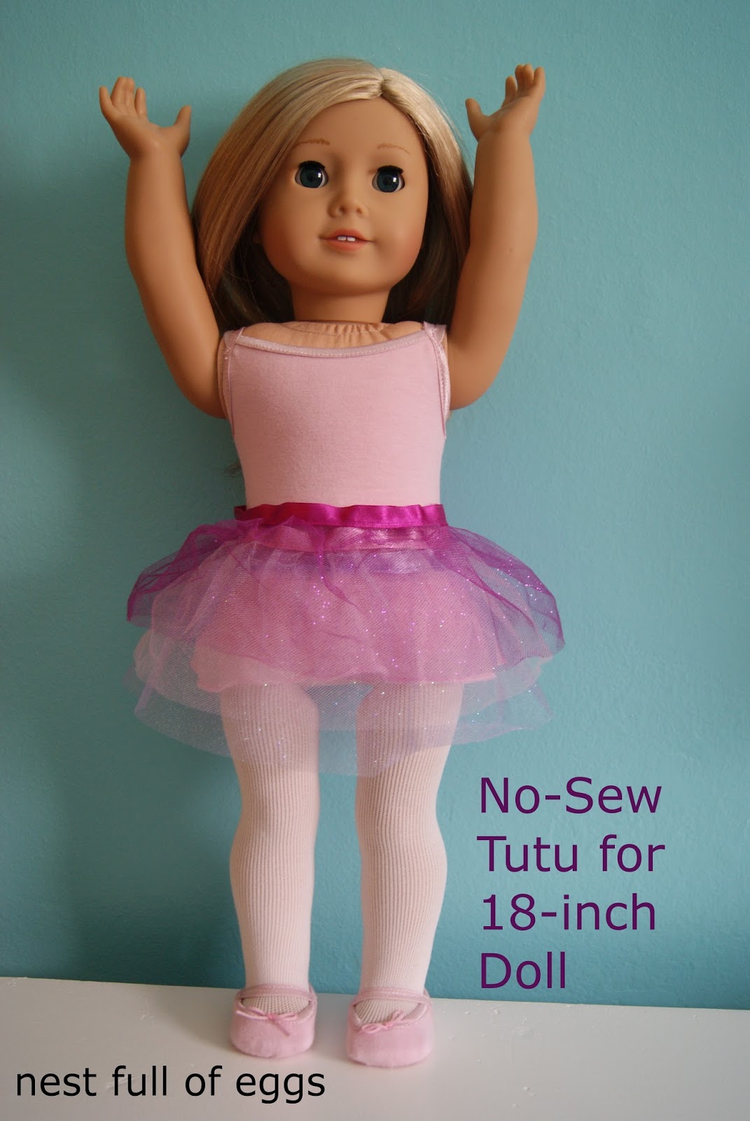 No-sew tutu for 18-inch doll by nest full of eggs