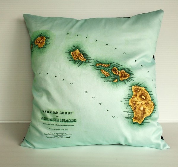 islands map on cushion
