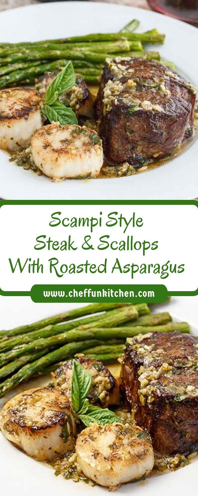 Scampi Style Steak & Scallops With Roasted Asparagus
