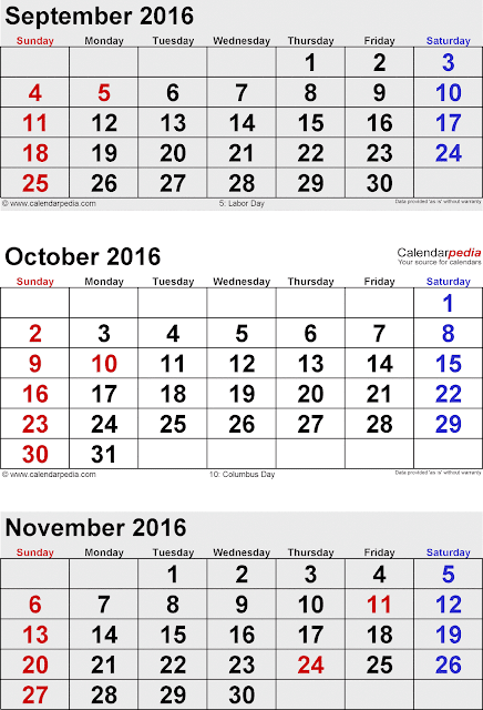 September October 2 Months Printable Calendar 2016, September October Calendar 2016, September October Calendar, September October 2 Months Calendar 2016, September October 2 Months Calendar