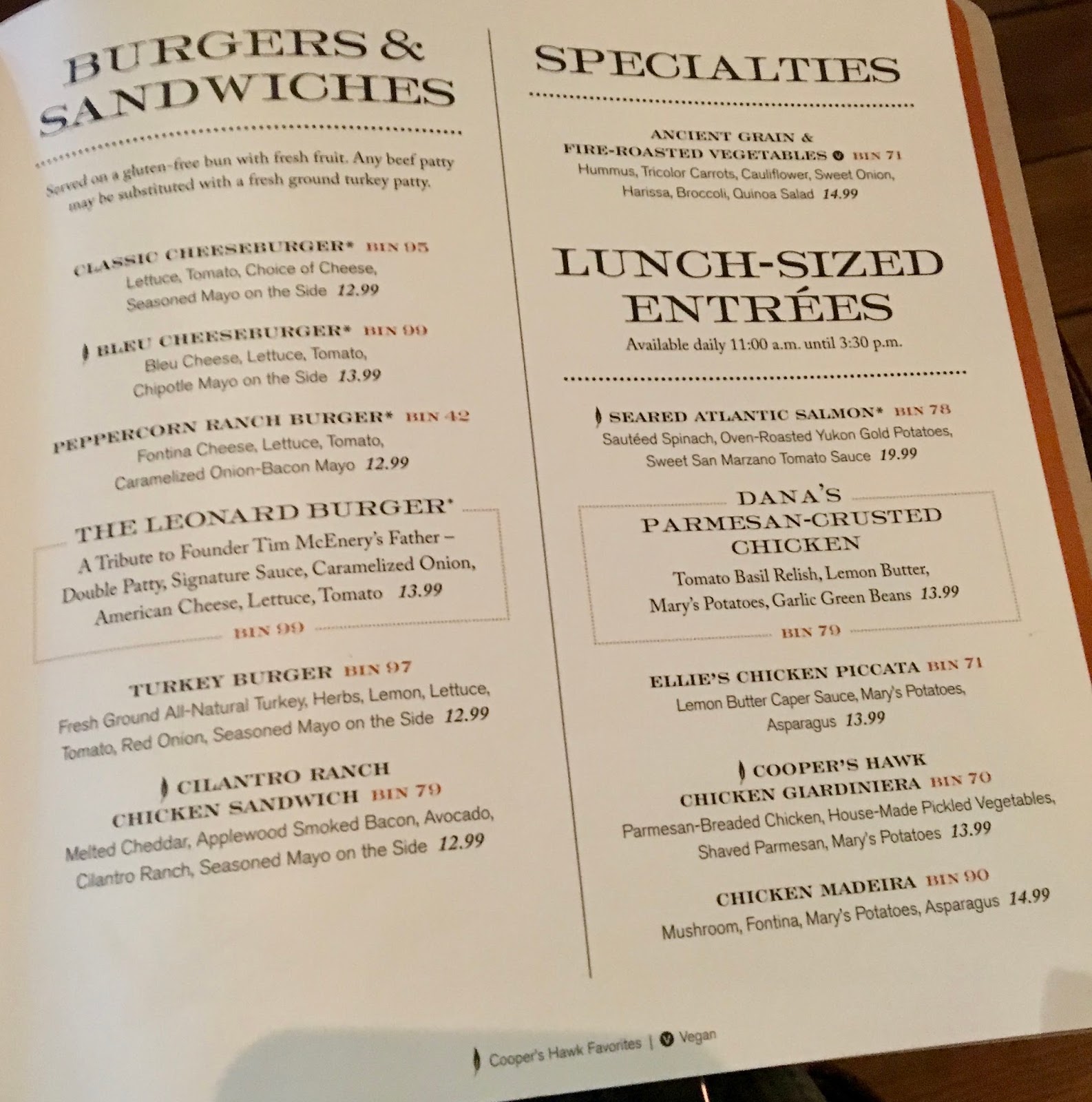The Gluten & DairyFree Review Blog Cooper's Hawk Winery & Restaurant GlutenFree Menu