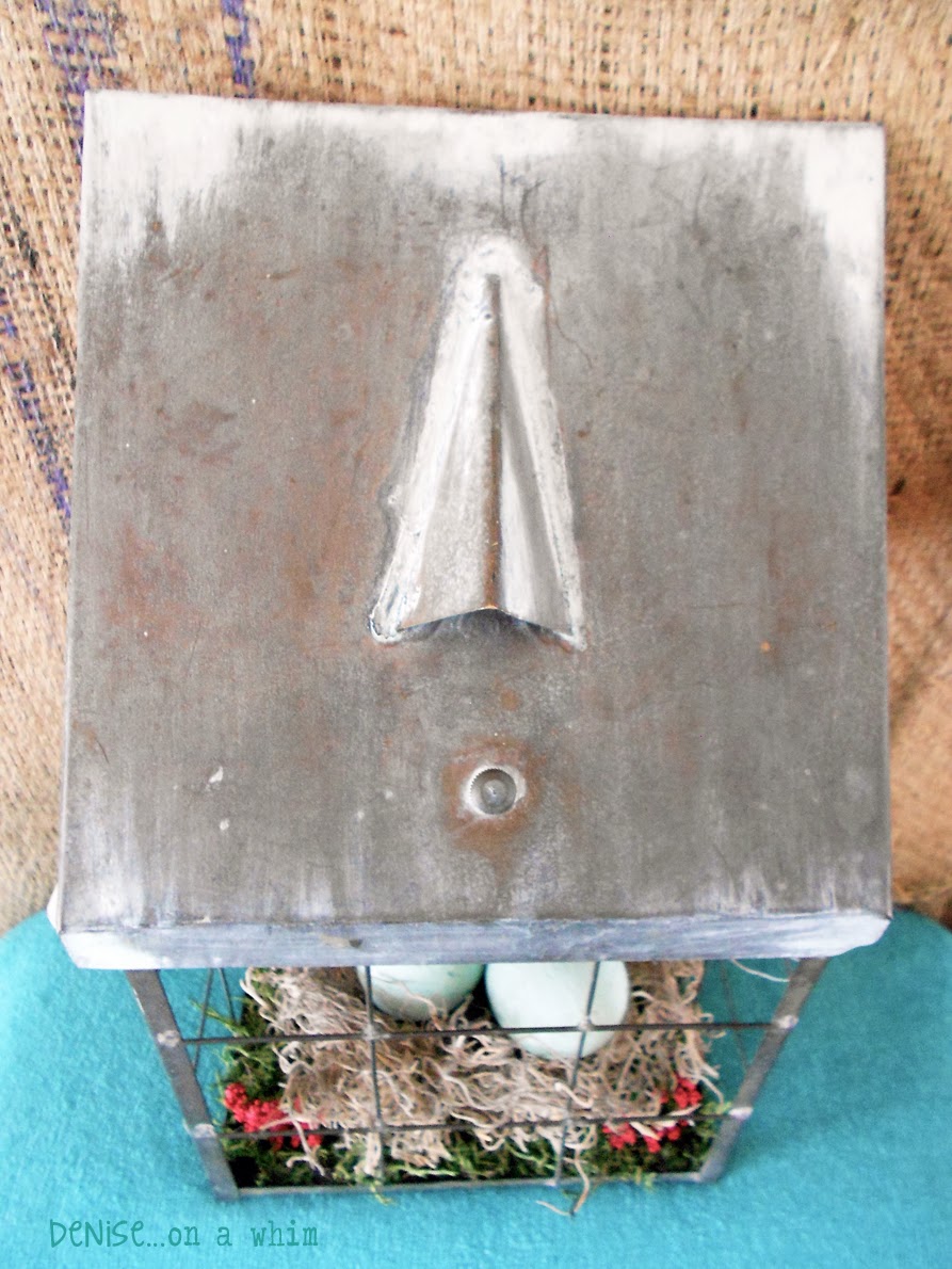 Creating a faux patina on metal with paint via http://deniseonawhim.blogspot.com