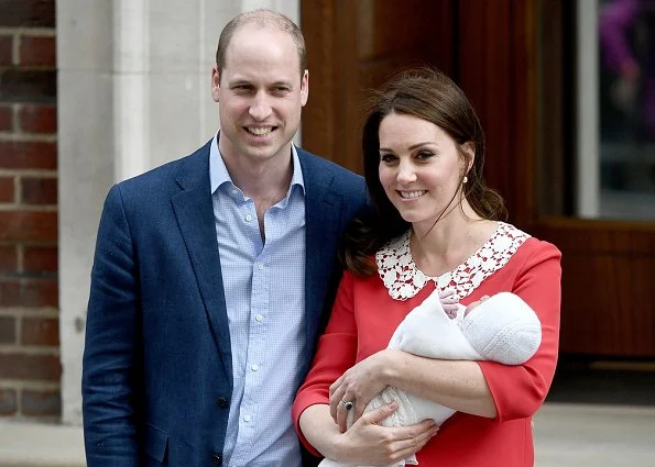 Kate Middleton, Duchess Catherine of Cambridge and Prince William, Duke of Cambridge departed the Lindo Wing with their baby boy at St Mary's Hospital