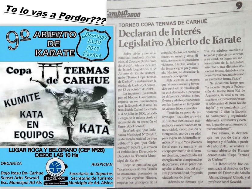9º ABIERTO DE KARATE COPA TERMAS DE CARHUE - DECLARADO DE INTERÉS LEGISLATIVO