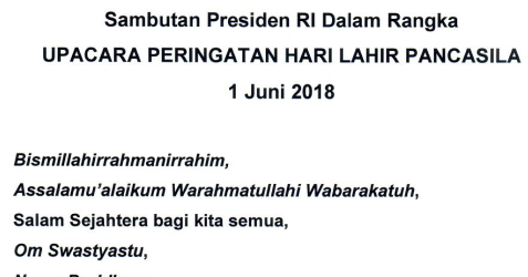 Sambutan Presiden Ri Dalam Upacara Hari Lahir Pancasila 2018 Informasi Pendidikan Dan Dunia Kerja
