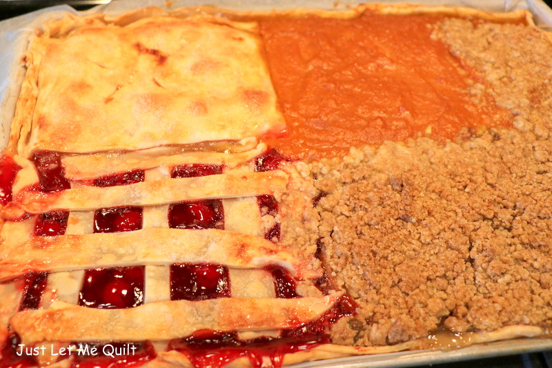Just Let Me Quilt Four Square Pie With Apples, Pumpkin, Peaches, And