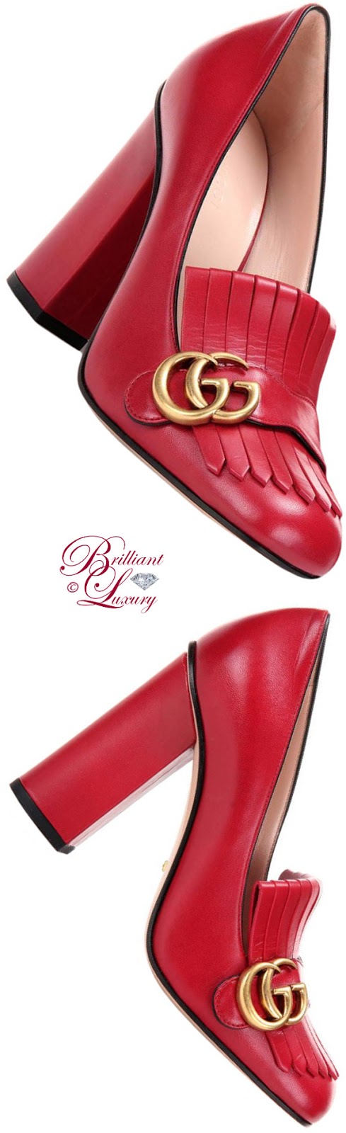 Brilliant Luxury ♦ Gucci leather loafer pumps in #red