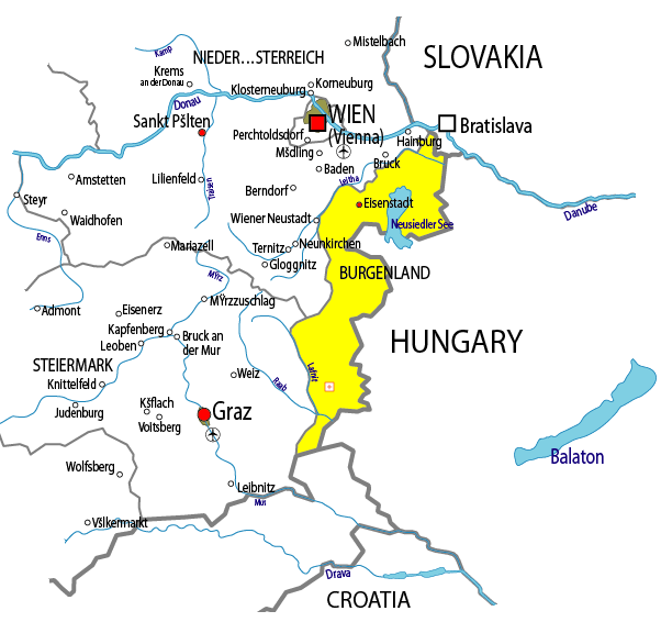Map of Burgenland Region Area | Map of Austria Region Geography Political