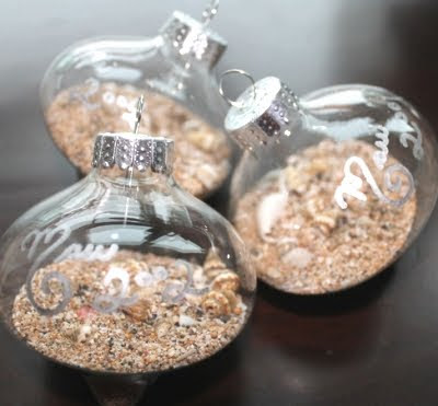 sand filled clear ornaments