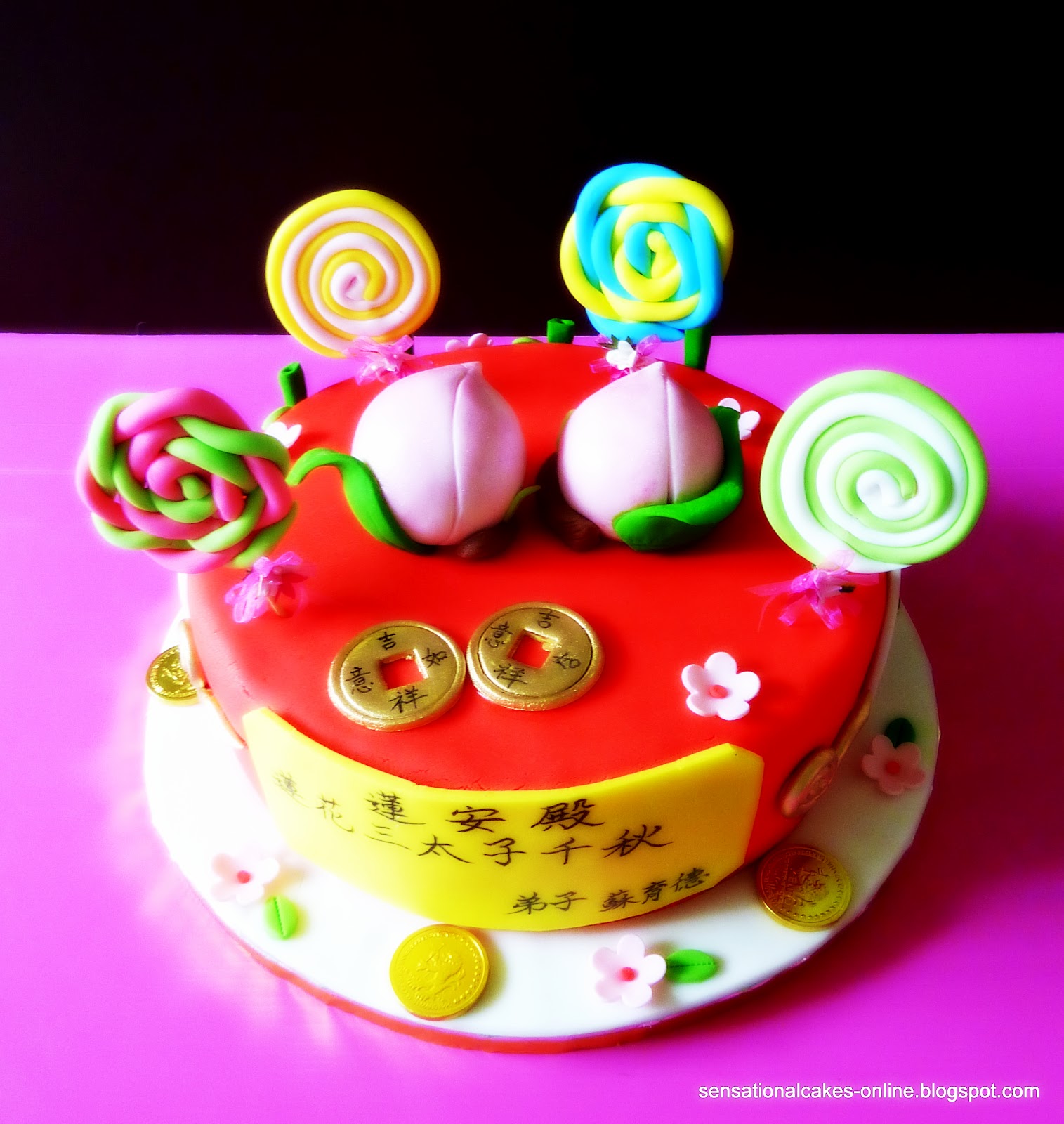 The Sensational Cakes Peach 3D Longevity cake Singapore ( Lucky