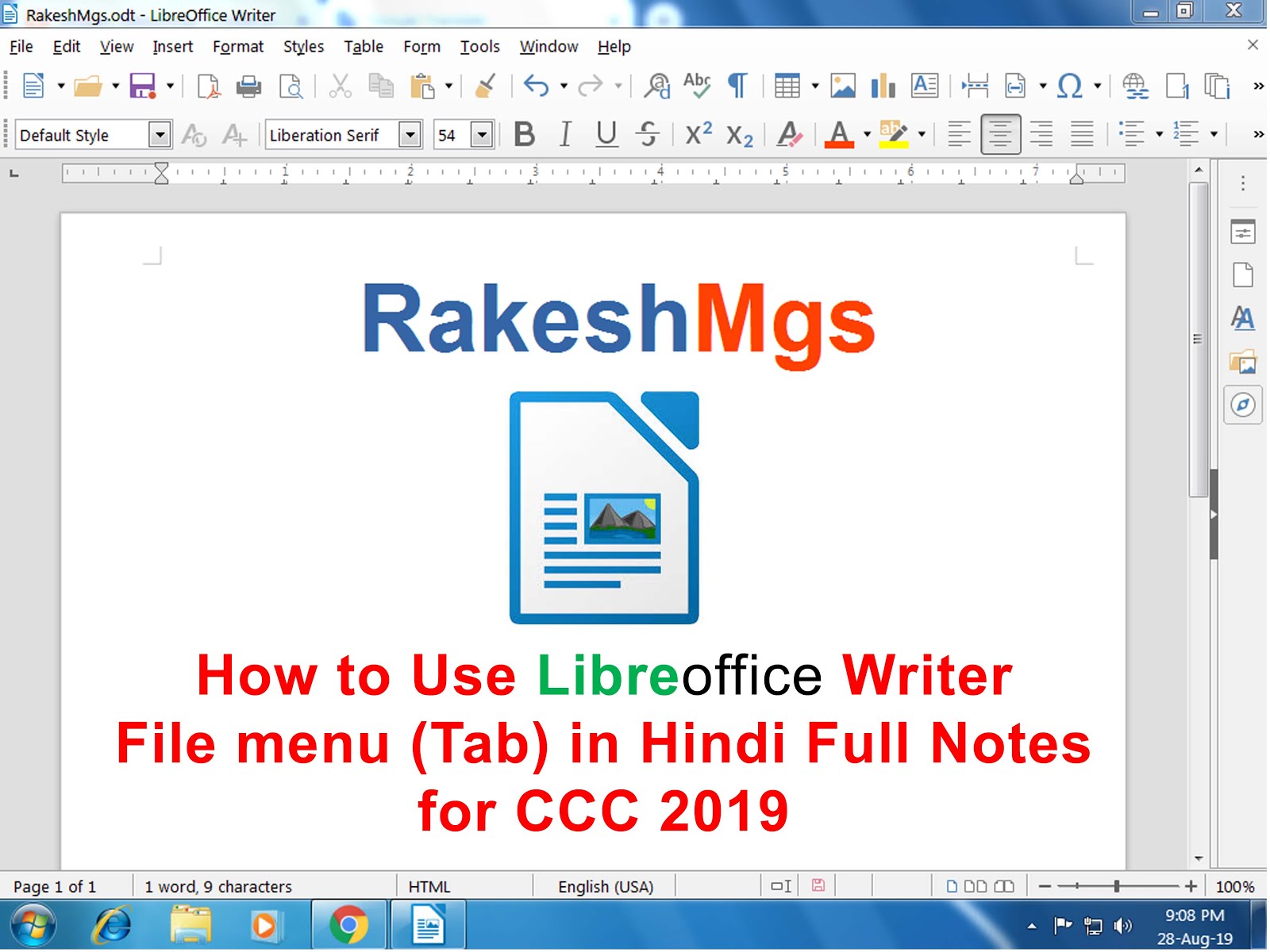 Libreoffice Writer File Menu in Hindi Full Notes File menu in
