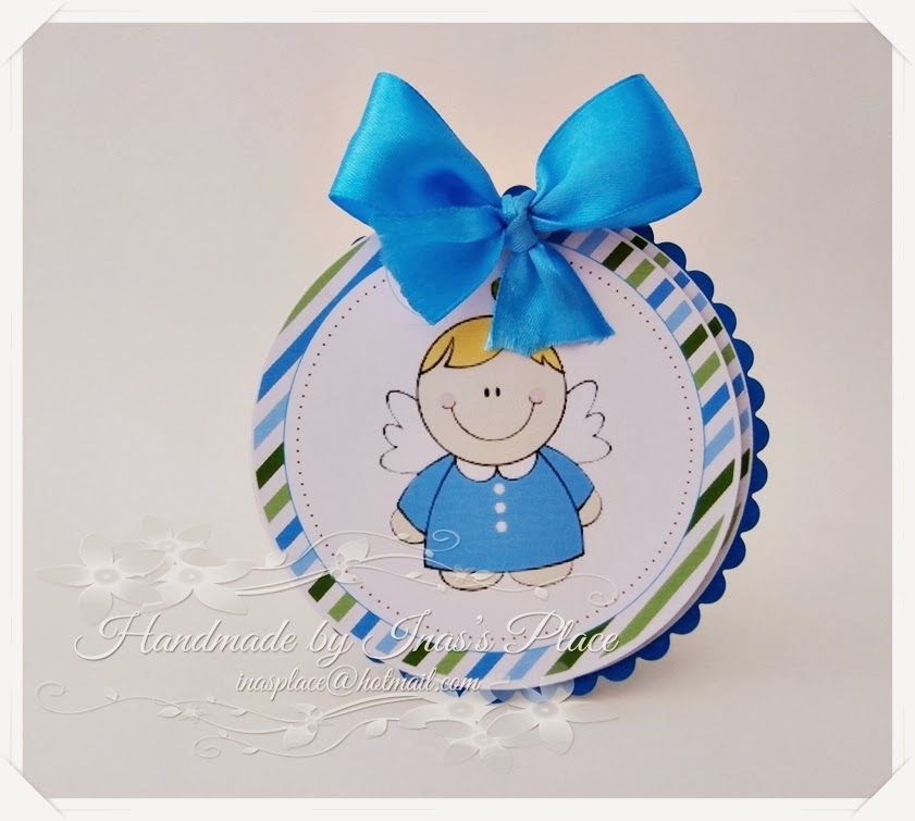 Invitación de Bautizo personalizada Sencilla de niño en un globo azul