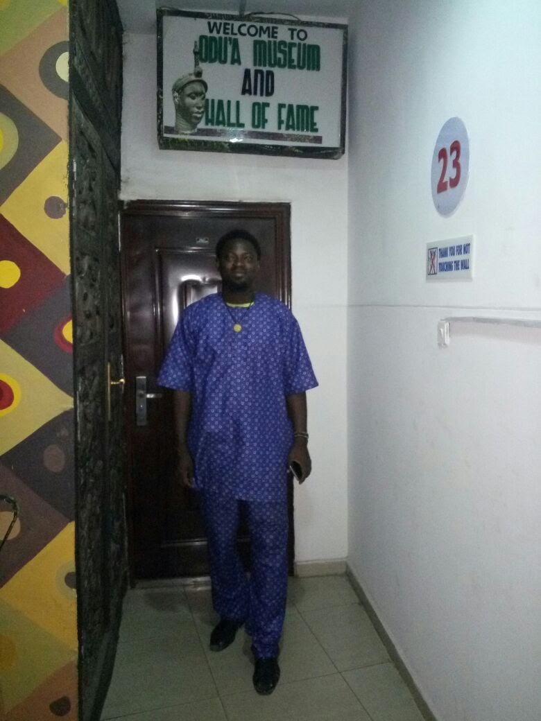 Anago James Akeem Osho at the ODUA MUSEUM, COCOA HOUSE, IBADAN, NIGERIA