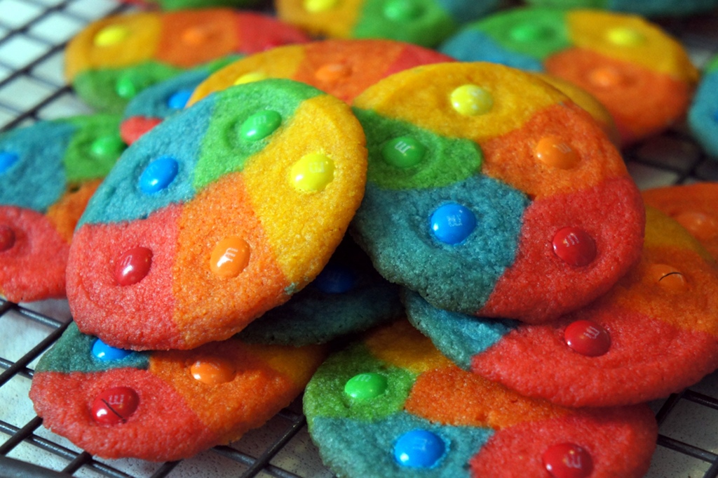MiNa's Food Adventures Rainbow m&m Cookies