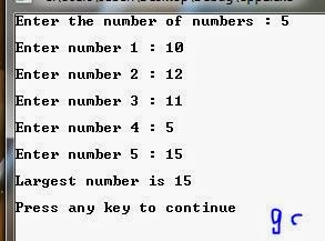 Geeky Circle!: Largest of n Numbers - C++ Program Sourcecode!