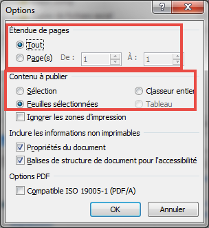 Options de creation de pdf