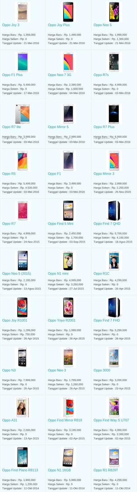 Daftar Harga Hp Terbaru Oppo Juni 2016 Daftar Harga Hp Terbaru Oppo Juni 2016