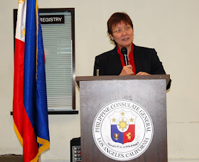 Photo shows Tina Monzon-Palma explain the mission of Bantay Bata 163 (photo