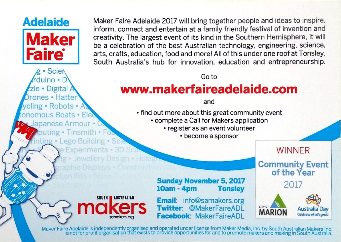 Lupey Loops Maker Faire Adelaide 2017 Call for Makers