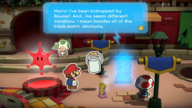 Paper Mario Color Splash Princess Peach hologram kidnapped by Bowser seems different somehow