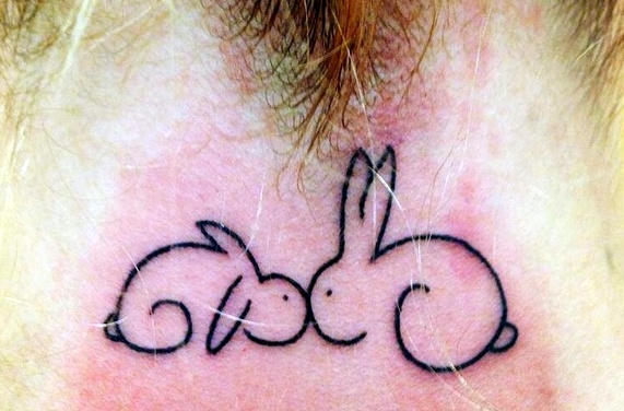 Black Rabbit Outline Temporary Tattoo Sticker - OhMyTat