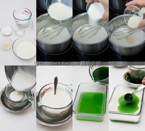 班蘭椰汁雙色糕製作圖 Pandan-Coconut Layered Agar Jelly Procedures02