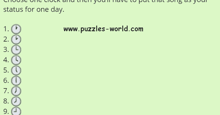 Choose one clock Whatsapp Status Game | Puzzles World