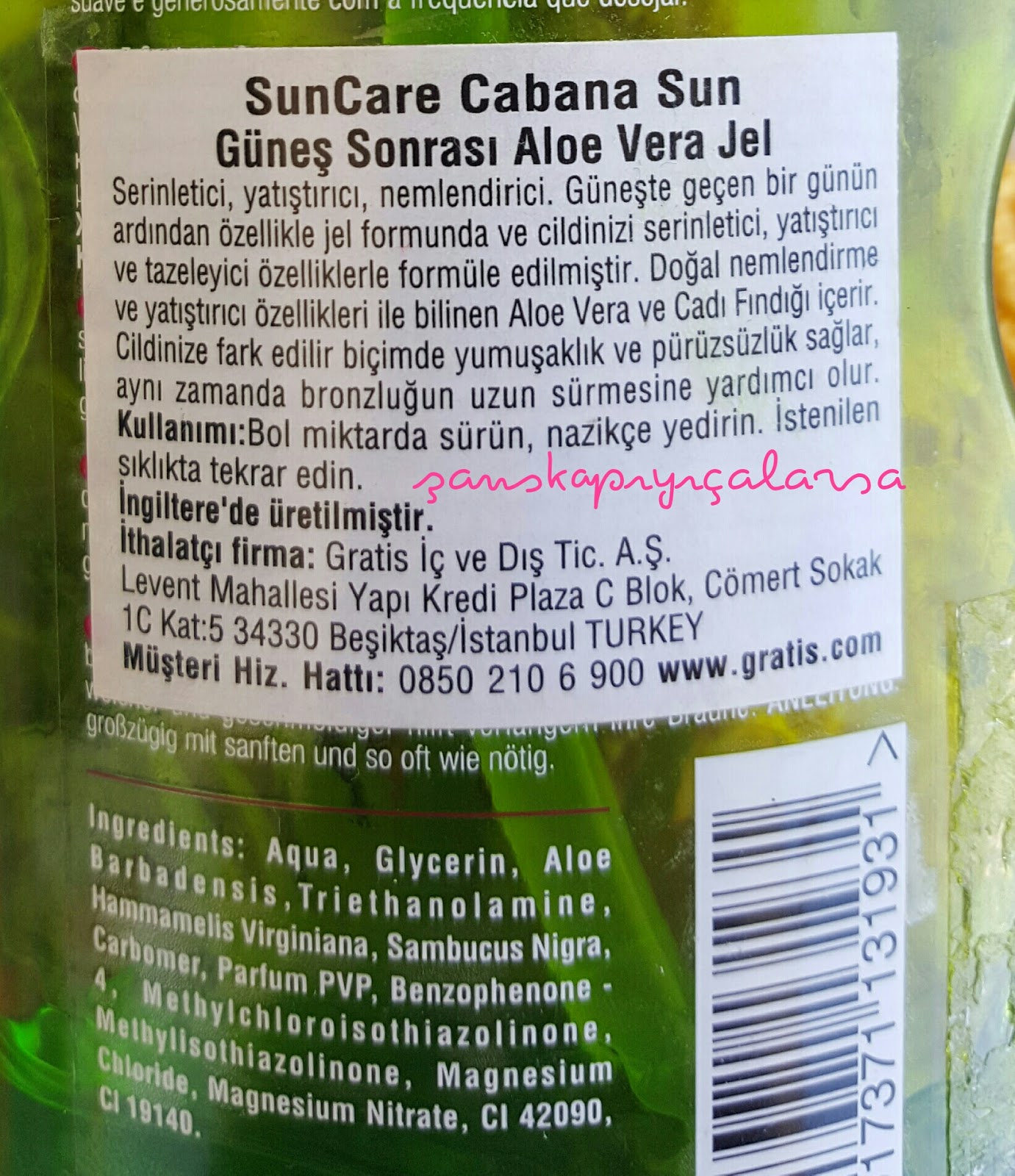 SunCare Cabana Sun Aloe Vera After Sun Gel SunCare Cabana Sun Güneş