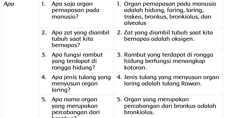 Membuat Pertanyaan Tentang Sistem Pernafasan Manusia Halaman 17 Belajar Kurikulum 2013