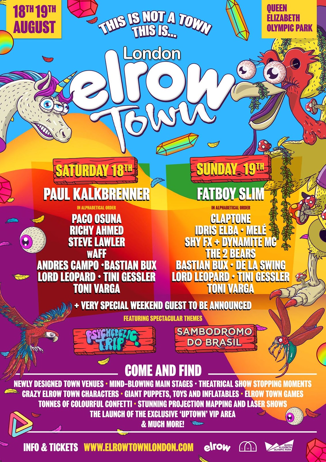 Lineup confirmed for elrow Town London, 1819th August
