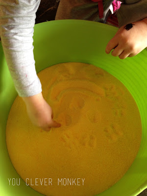 Sensory way - her way.  Using expired pantry items to encourage sensory play in a hesitant child.  Find out more at http://youclevermonkey.com/