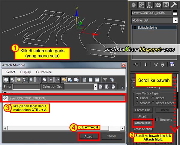 Cara membuat Kontur di 3ds Max dari AutoCAD How to make Cara membuat Kontur di 3ds Max dari AutoCAD How to make