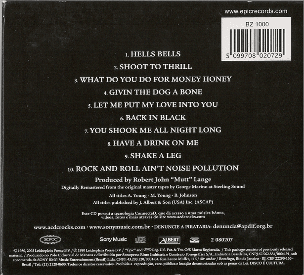 El pibe de los FLAC: AC/DC - Back in Black - FLAC