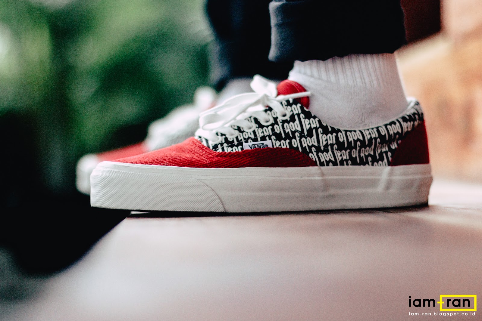 vans red on feet