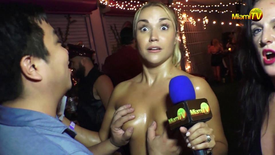 Her name is Jenny Scordamaglia, a presenter for Miami TV well known for doi...