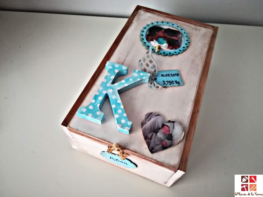 tunear una caja de vino con motivos infantiles