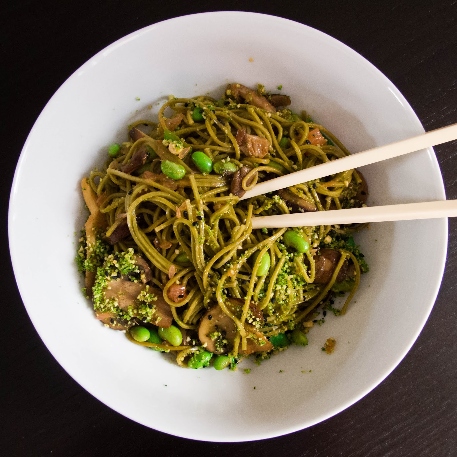The Small Boston Kitchen Green Tea Soba Noodles with Peanut Sugar