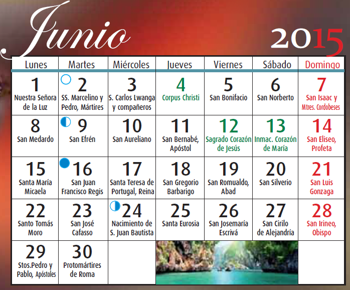 FE Y VIDA SANTORAL MES JUNIO