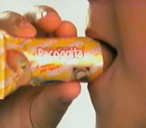 Propaganda da Paçoquita que recebeu o formato "rolha" com embalagem. Diretamente de 2003.
