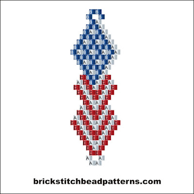 Free Intermediate brick stitch earring pattern labeled color chart.