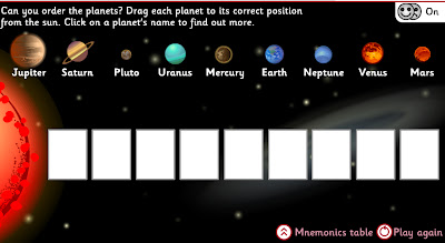 Proyecto Bilingüe Nuestra Señora de Belén: Order the planets game. 2nd
