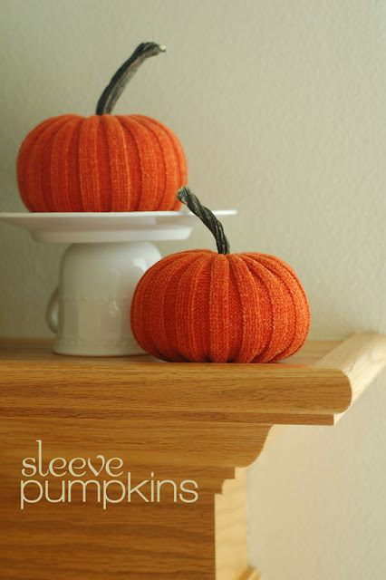 This simple fall craft uses a thrift store sweater to create plump little pumpkins.