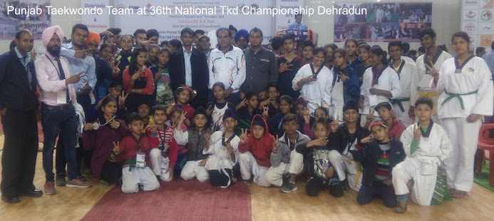 Punjab Taekwondo Team with Master Er. Satpal Singh Rehal at 36th National Championship Deharadun