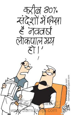 lokpal cartoon, jan lokpal bill cartoon, congress cartoon, new year, indian political cartoon