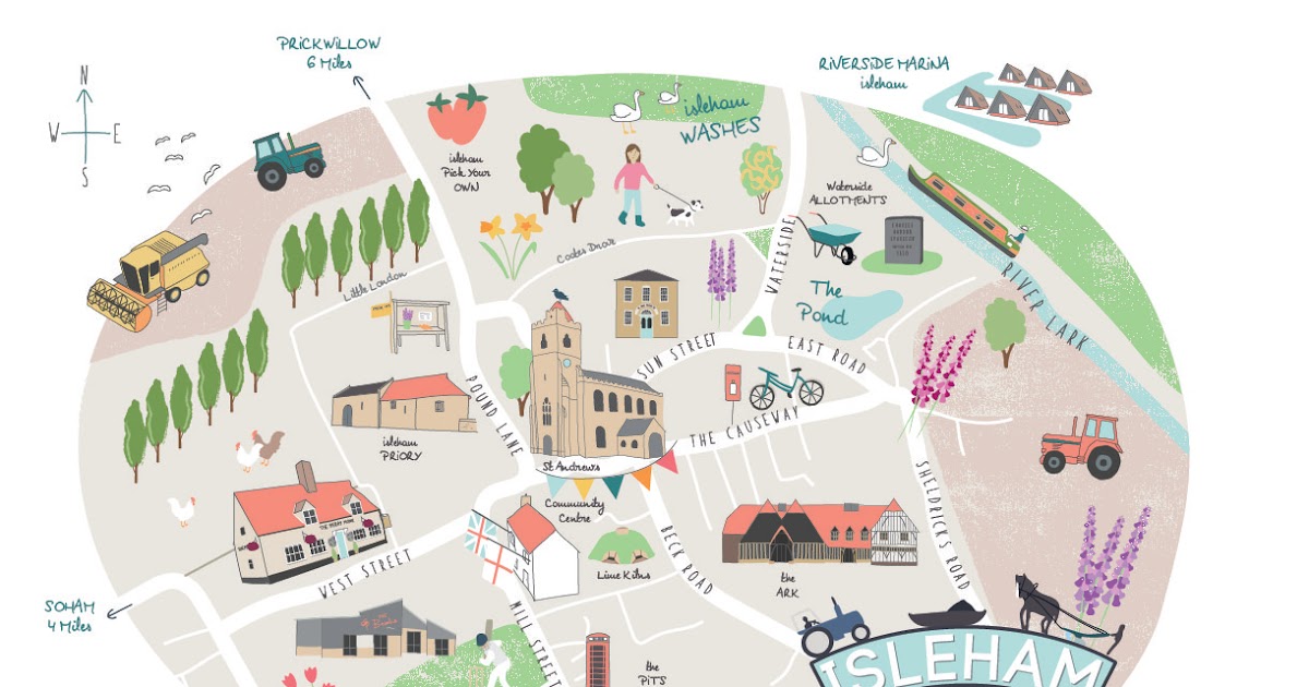 Emily Kiddy Isleham / / Village Illustration MAP