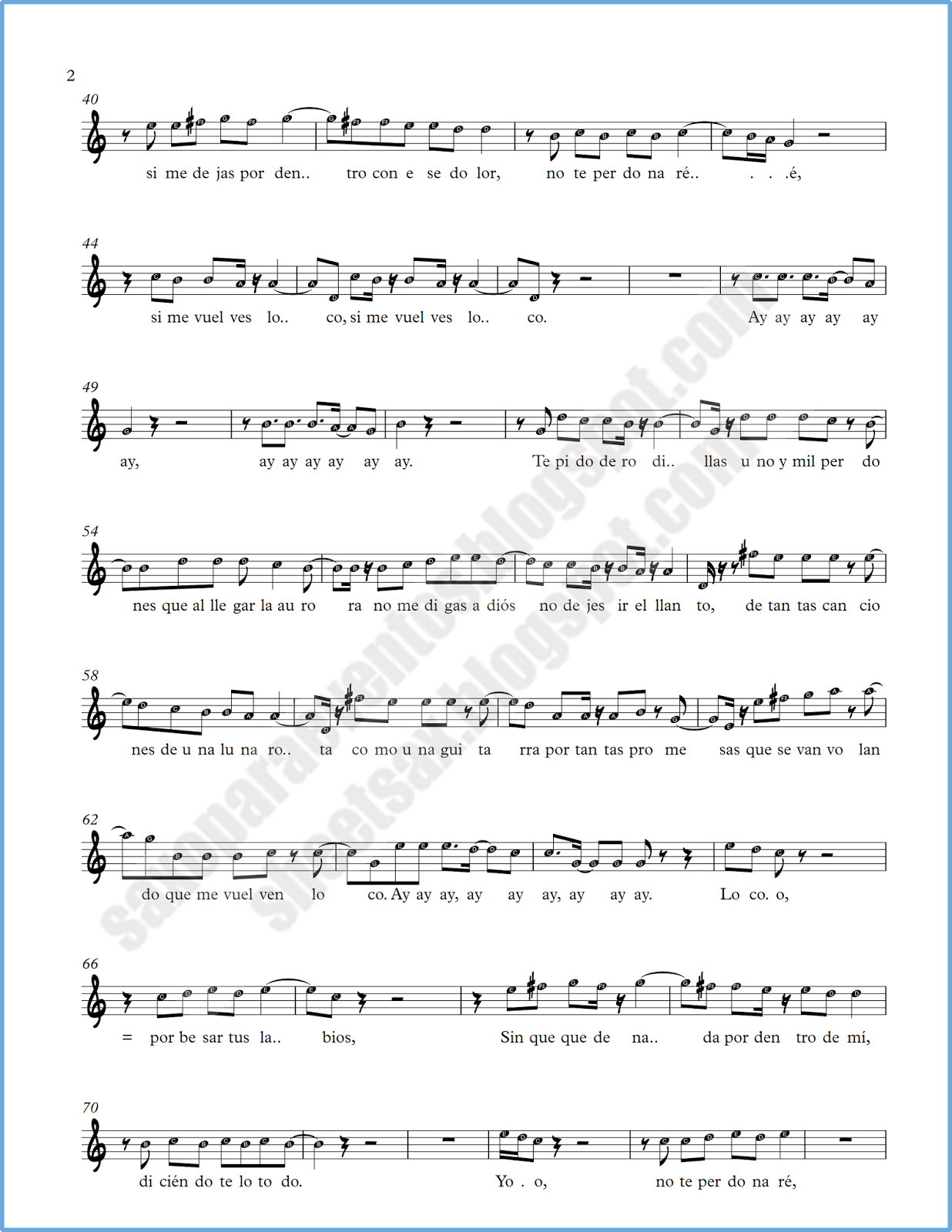 Partitura gratis de Loco Enrique Iglesias Ft. Romeo Santos Partituras y pistas para saxo