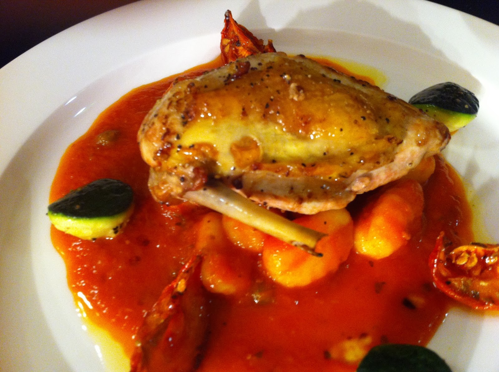 behind the frying pan Chicken supreme ,gnocchi in sundried tomato sauce